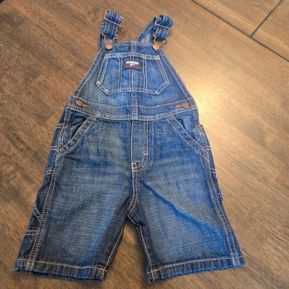 OshKosh Bgosh Kids 2T Blue Denim Bib Overalls Carpenter Workwear Medium Wash